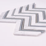 Load image into Gallery viewer, Carrara White Chevron with Blue Marble Polished/Honed