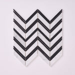 Load image into Gallery viewer, Carrara White Chevron with Black Marble Polished/Honed