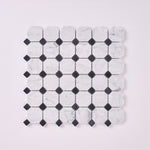 Load image into Gallery viewer, Carrara White Marble Octagon with Black Marble Polished/Honed