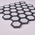 Load image into Gallery viewer, Carrara White Phantom Hex with Black Marble Polished/Honed