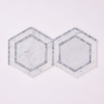 Load image into Gallery viewer, Carrara White 8x9 Milano Hexagon w/Blue Marble Mosaic