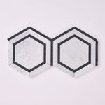 Load image into Gallery viewer, Carrara White 8x9 Milano Hexagon w/Black Marble Mosaic