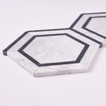 Load image into Gallery viewer, Carrara White 8x9 Milano Hexagon w/Black Marble Mosaic