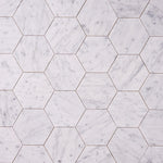 Load image into Gallery viewer, Carrara White 6″ Hexagon Polished/Honed Marble Mosaic