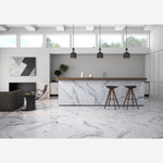 Load image into Gallery viewer, Bianco Venatino 35x35 Polished Porcelain Tile
