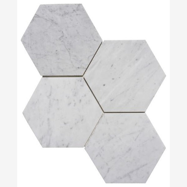 Carrara White Marble 6" Hexagon Mosaic Tile