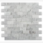 Load image into Gallery viewer, Carrara White Marble 1x2 Split-Faced Mosaic Tile
