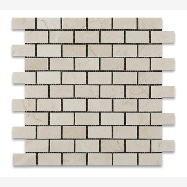 Crema Marfil 1x2 Polished Brick Mosaic Tile