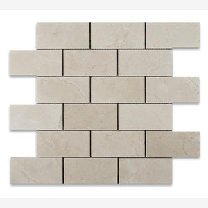 Crema Marfil 2x4 Polished Brick Mosaic Tile