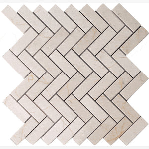 Crema Marfil 1x3 Herringbone Mosaic Tile Polished