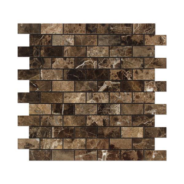 Emperador Dark 1x2 Polished  Brick Mosaic Tile