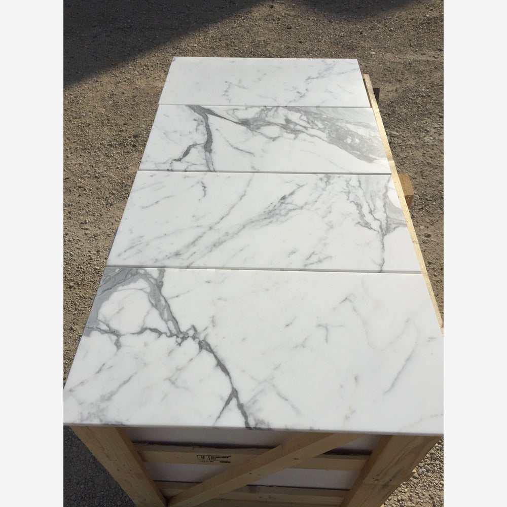 Statuario White 12x24 Honed Marble Field Tile