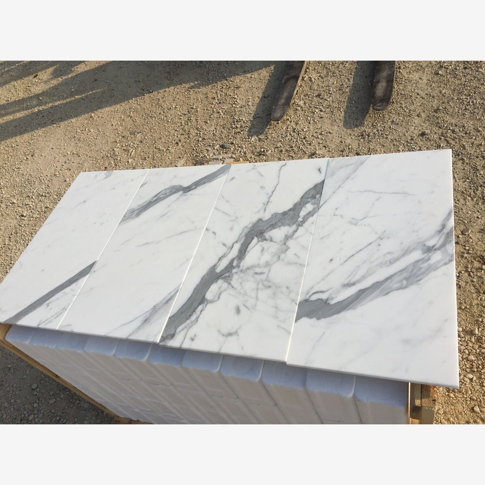 Statuario White 12x24 Honed Marble Field Tile