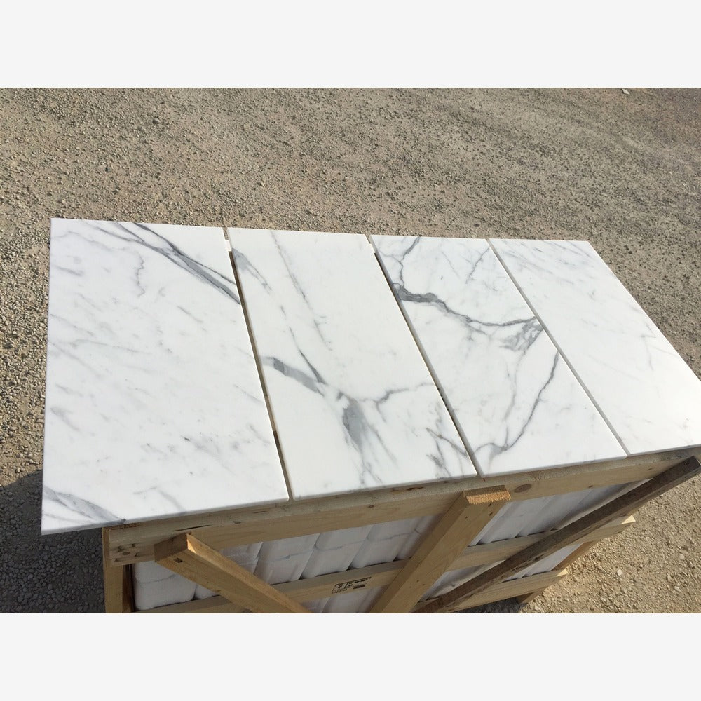 Statuario White 12x24 Honed Marble Field Tile