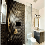 Load image into Gallery viewer, Glam Nero Marquina + Gold Brass Chevron Mosaic
