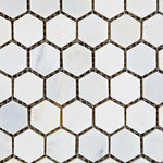 Load image into Gallery viewer, Calacatta Prestige (Asian Statuary) Hexagon 1" Polished/Honed Mosaic Tile