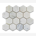 Load image into Gallery viewer, Calacatta Cressa Hexagon (Asian Statuary) 3&quot; Polished/Honed
