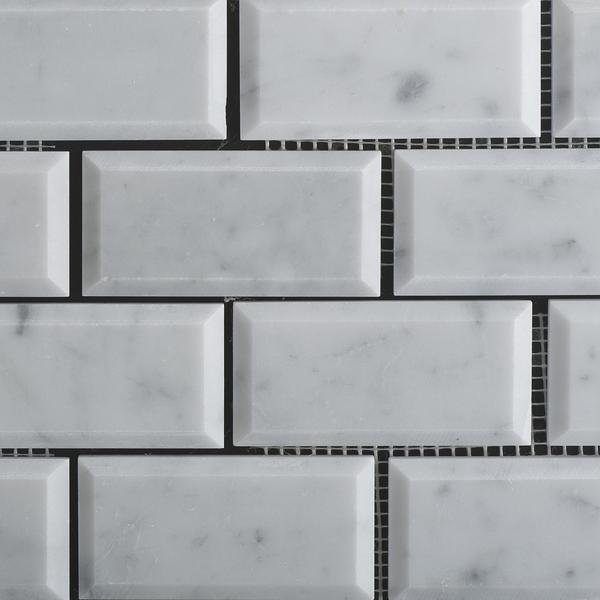 Carrara White Marble 2x4 Beveled Mosaic Polished/Honed Stone Tilezz 