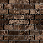 Load image into Gallery viewer, Emperador Dark Polished Baby Brick Mosaic Tile Stone Tilezz