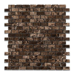 Load image into Gallery viewer, Emperador Dark Polished Baby Brick Mosaic Tile Stone Tilezz