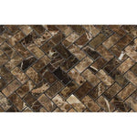 Load image into Gallery viewer, Emperador Dark Polished Mini Herringbone Mosaic Tile Stone Tilezz