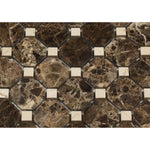 Load image into Gallery viewer, Emperador Dark Polished Octagon Mosaic w/ Crema Marfil Dots Stone Tilezz