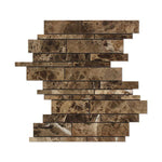 Load image into Gallery viewer, Emperador Dark Polished Random Strip Mosaic Tile Stone Tilezz