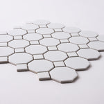 Load image into Gallery viewer, Simple White Octagon Ceramic Mosaic Matte Tilezz 
