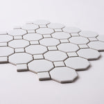 Load image into Gallery viewer, Simple White Octagon Ceramic Mosaic Matte Tilezz