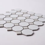 Load image into Gallery viewer, Simple White and Gray Octagon Ceramic Mosaic Matte Tilezz 
