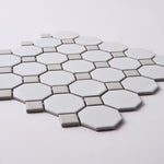 Load image into Gallery viewer, Simple White and Gray Octagon Ceramic Mosaic Matte Tilezz