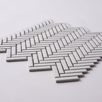 Load image into Gallery viewer, Simple White Skinny Herringbone Ceramic Mosaic Glossy Tilezz 
