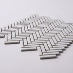 Load image into Gallery viewer, Simple White Skinny Herringbone Ceramic Mosaic Glossy Tilezz