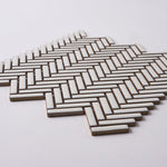Load image into Gallery viewer, Simple Antique White Skinny Herringbone Ceramic Mosaic Tilezz