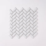 Load image into Gallery viewer, Simple White 1x2 Beveled Herringbone Ceramic Mosaic Glossy Tilezz