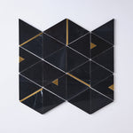 Load image into Gallery viewer, Glam Nero Marquina + Gold Brass Triangle Marble Mosaic Tilezz