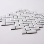 Load image into Gallery viewer, Simple White 1x2 Beveled Herringbone Ceramic Mosaic Glossy Tilezz