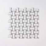 Load image into Gallery viewer, Simple White and Gray Basketweave Ceramic Mosaic Matte Tilezz