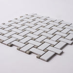Load image into Gallery viewer, Simple White and Gray Basketweave Ceramic Mosaic Matte Tilezz