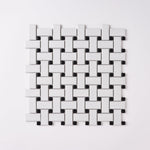 Load image into Gallery viewer, Simple White and Black Basketweave Ceramic Mosaic Matte Tilezz