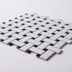 Load image into Gallery viewer, Simple White and Black Basketweave Ceramic Mosaic Matte Tilezz