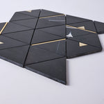 Load image into Gallery viewer, Glam Nero Marquina + Gold Brass Triangle Marble Mosaic Tilezz