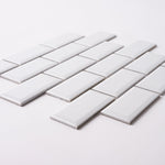 Load image into Gallery viewer, Simple White 2x4 Beveled Ceramic Mosaic Glossy Tilezz