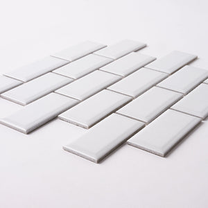 Simple White 2x4 Beveled Ceramic Mosaic Glossy Tilezz 