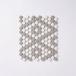 Load image into Gallery viewer, Simple Gray and White Penny Round Ceramic Mosaic Matte Tilezz