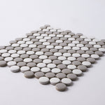 Load image into Gallery viewer, Simple Gray and White Penny Round Ceramic Mosaic Matte Tilezz 
