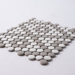 Load image into Gallery viewer, Simple Gray and White Penny Round Ceramic Mosaic Matte Tilezz