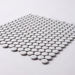 Load image into Gallery viewer, Simple White Penny Round Ceramic Mosaic Tilezz