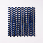 Load image into Gallery viewer, Simple Navy Blue Penny Round Ceramic Mosaic Glossy Tilezz