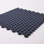 Load image into Gallery viewer, Simple Navy Blue Penny Round Ceramic Mosaic Glossy Tilezz